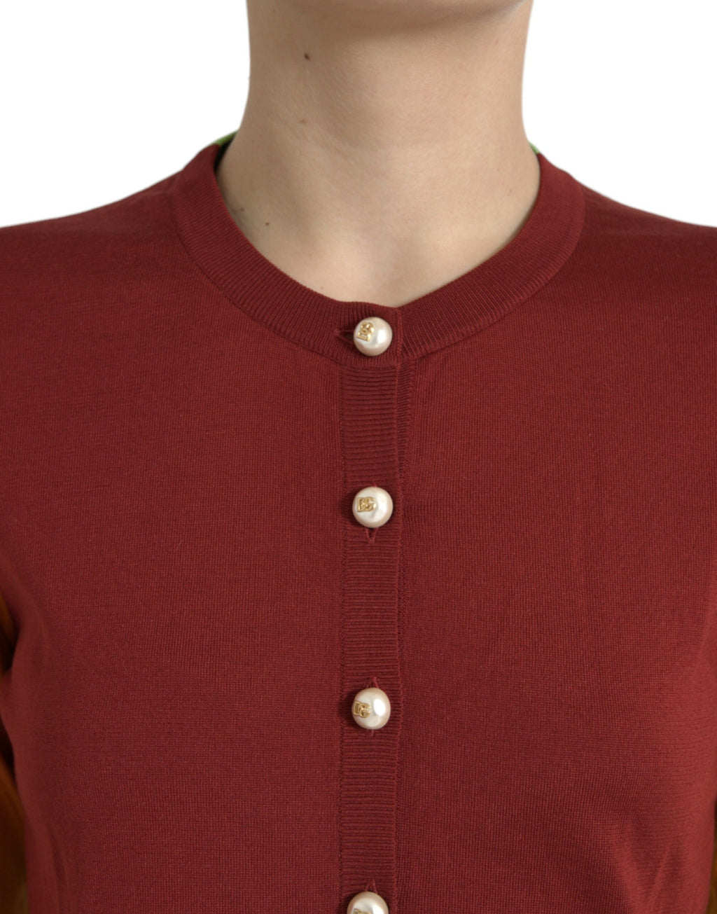 Dolce & Gabbana | Multicolor Silk Crewneck Cardigan Sweater