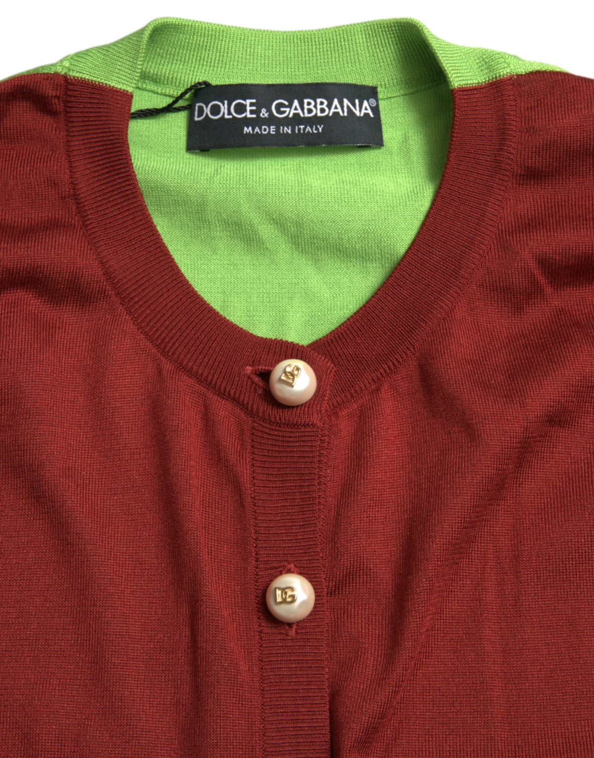 Dolce & Gabbana | Multicolor Silk Crewneck Cardigan Sweater