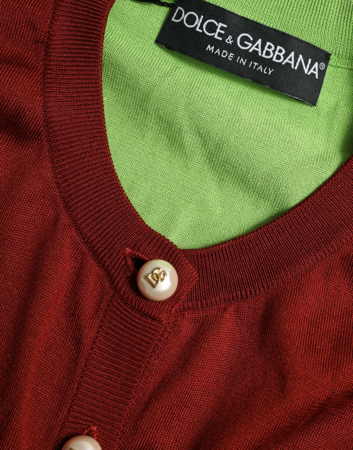 Dolce & Gabbana | Multicolor Silk Crewneck Cardigan Sweater