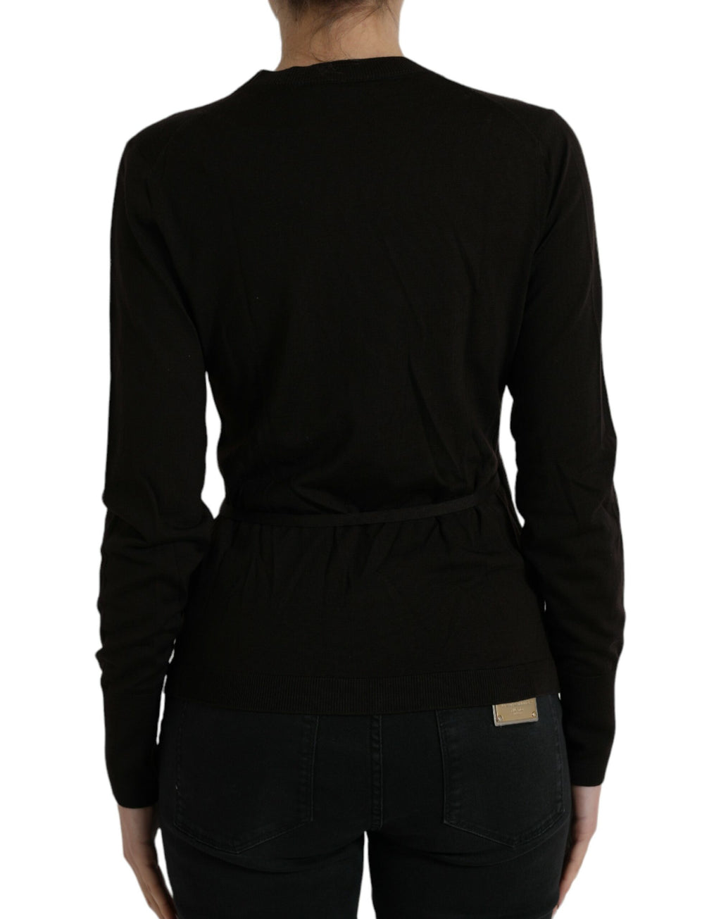 Dolce & Gabbana | Black Wool V-neck Crossed Cardigan Sweater
