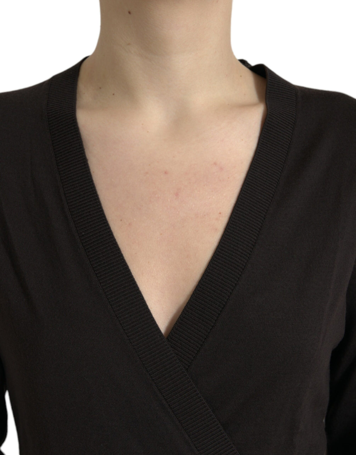 Dolce & Gabbana | Black Wool V-neck Crossed Cardigan Sweater