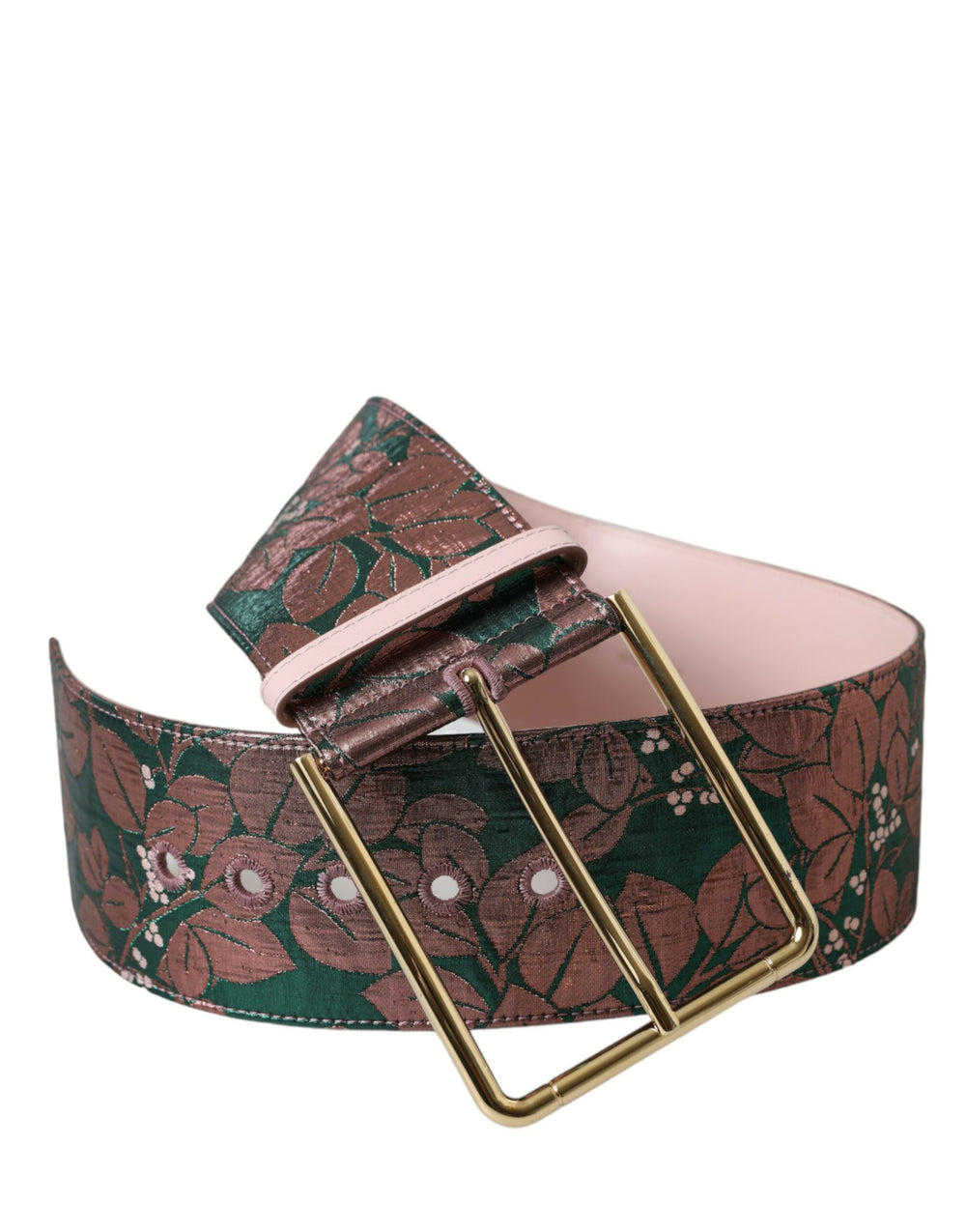 Dolce & Gabbana | Multicolor Floral Jacquard Lurex Gold Buckle Belt