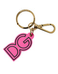 Dolce & Gabbana | Pink Rubber Gold Tone Metal DG Logo Keyring Keychain