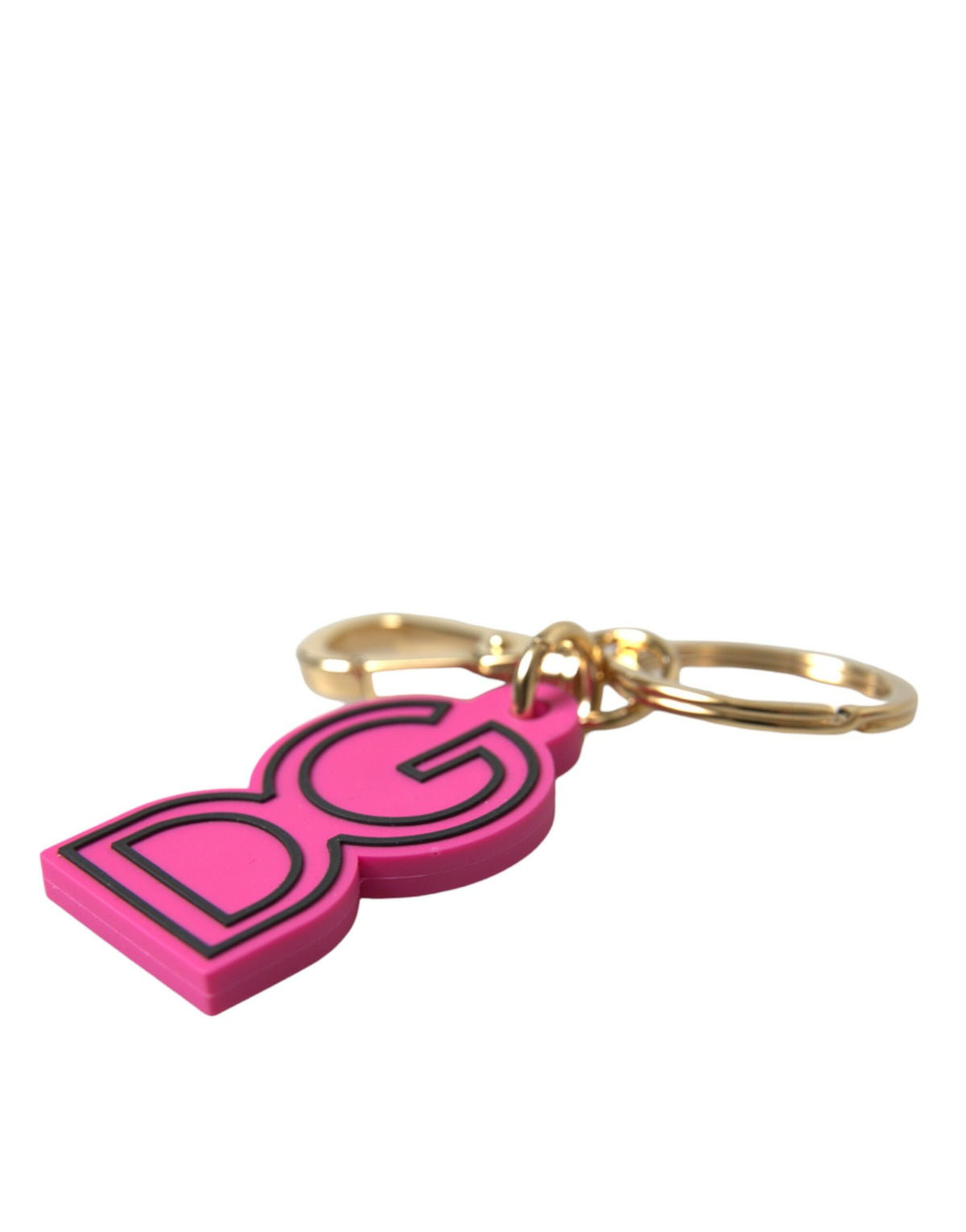 Dolce & Gabbana | Pink Rubber Gold Tone Metal DG Logo Keyring Keychain