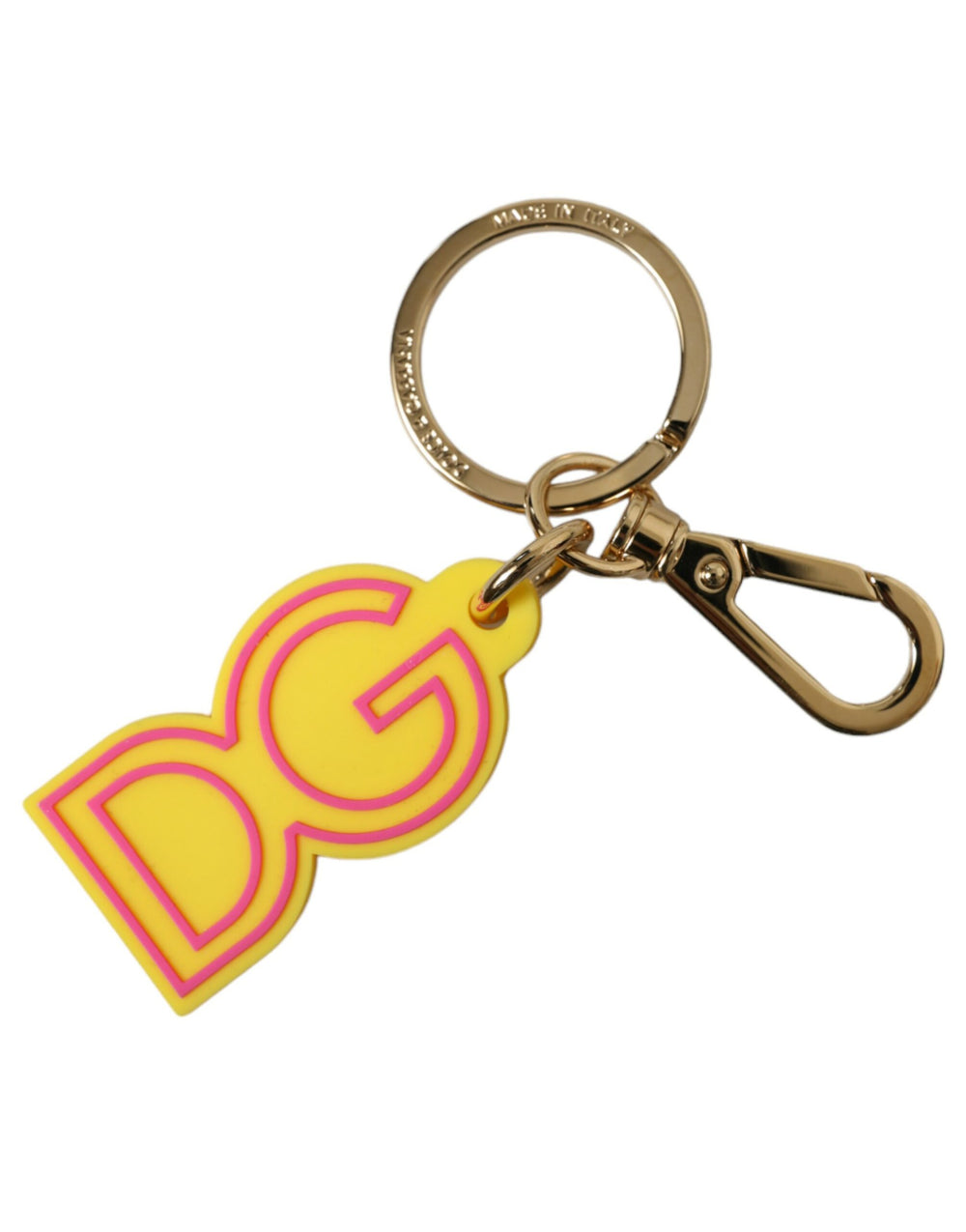 Dolce & Gabbana | Yellow Rubber Gold Tone Metal DG Logo Keyring Keychain