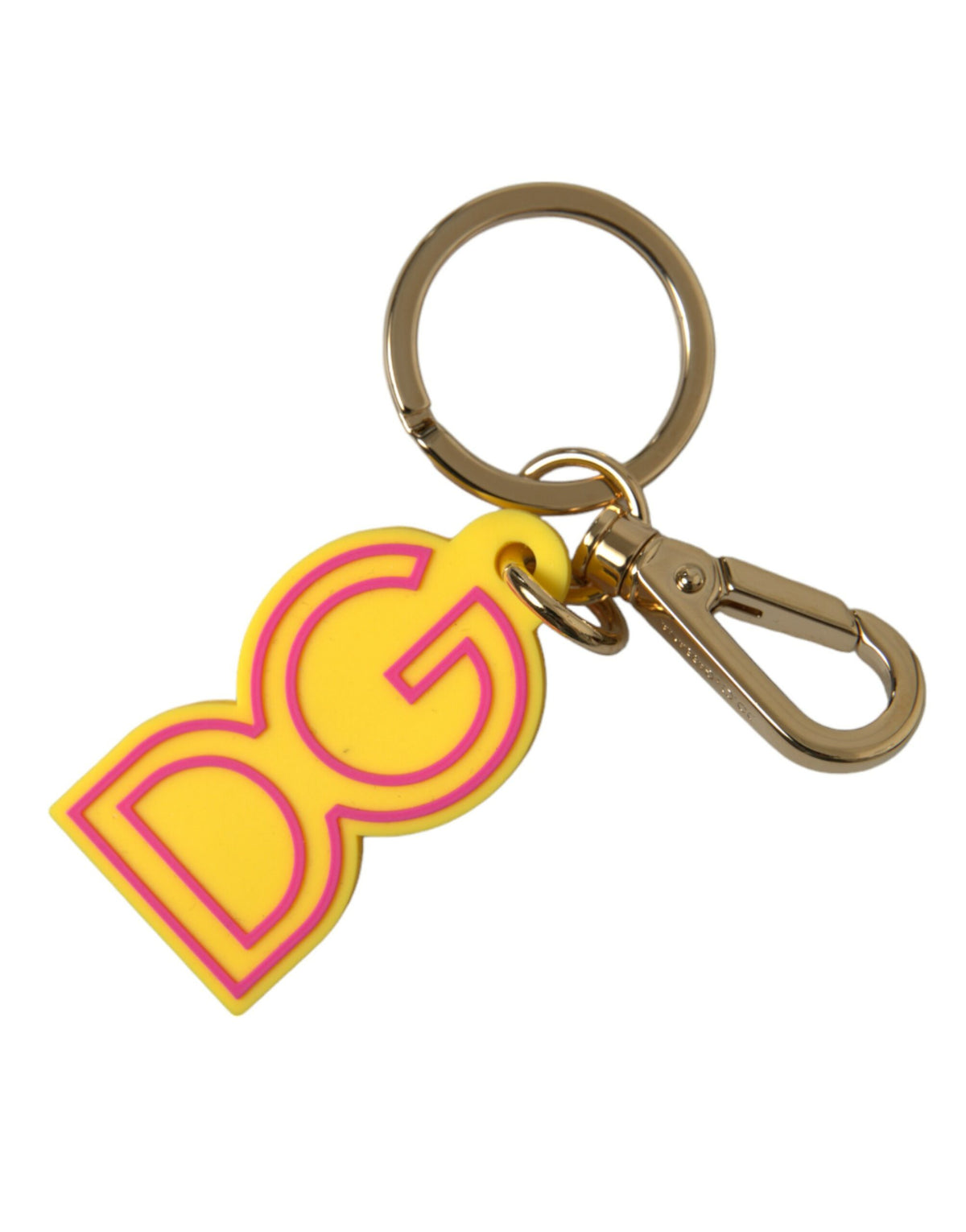 Dolce & Gabbana | Yellow Rubber Gold Tone Metal DG Logo Keyring Keychain