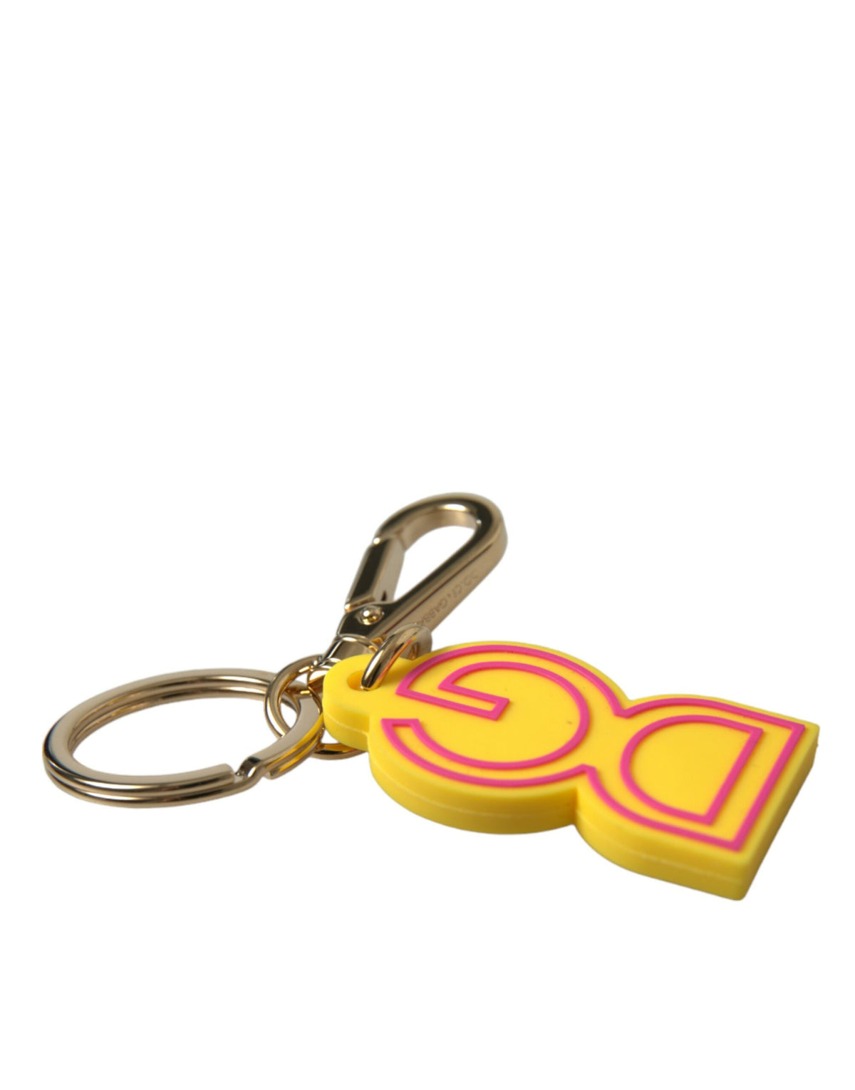 Dolce & Gabbana | Yellow Rubber Gold Tone Metal DG Logo Keyring Keychain