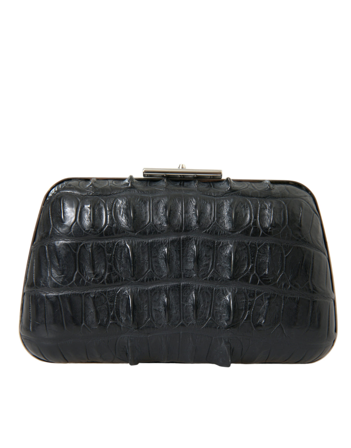 Balenciaga | Black Exotic Skin Leather Shoulder Crossbody Box Clutch Bag