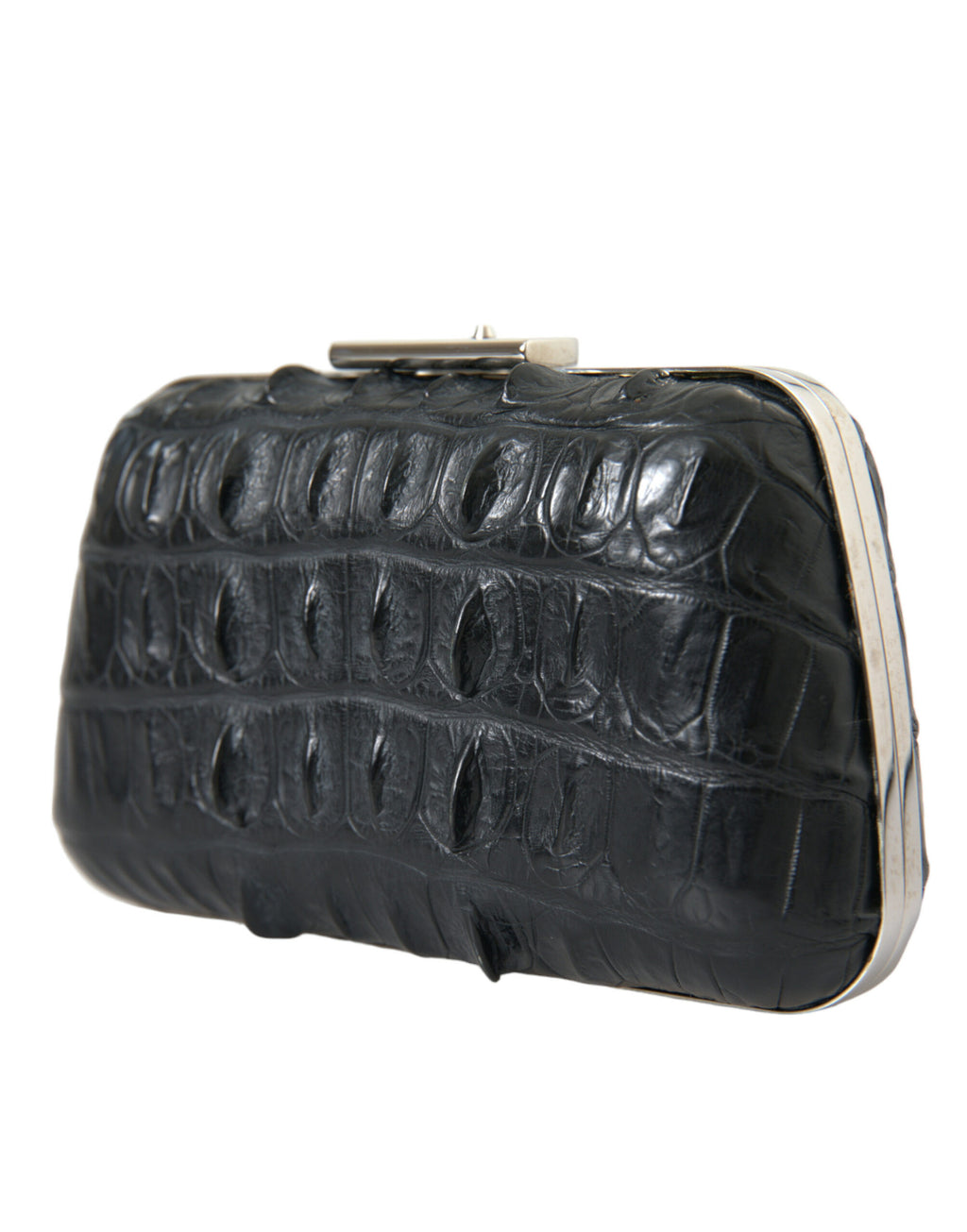 Balenciaga | Black Exotic Skin Leather Shoulder Crossbody Box Clutch Bag