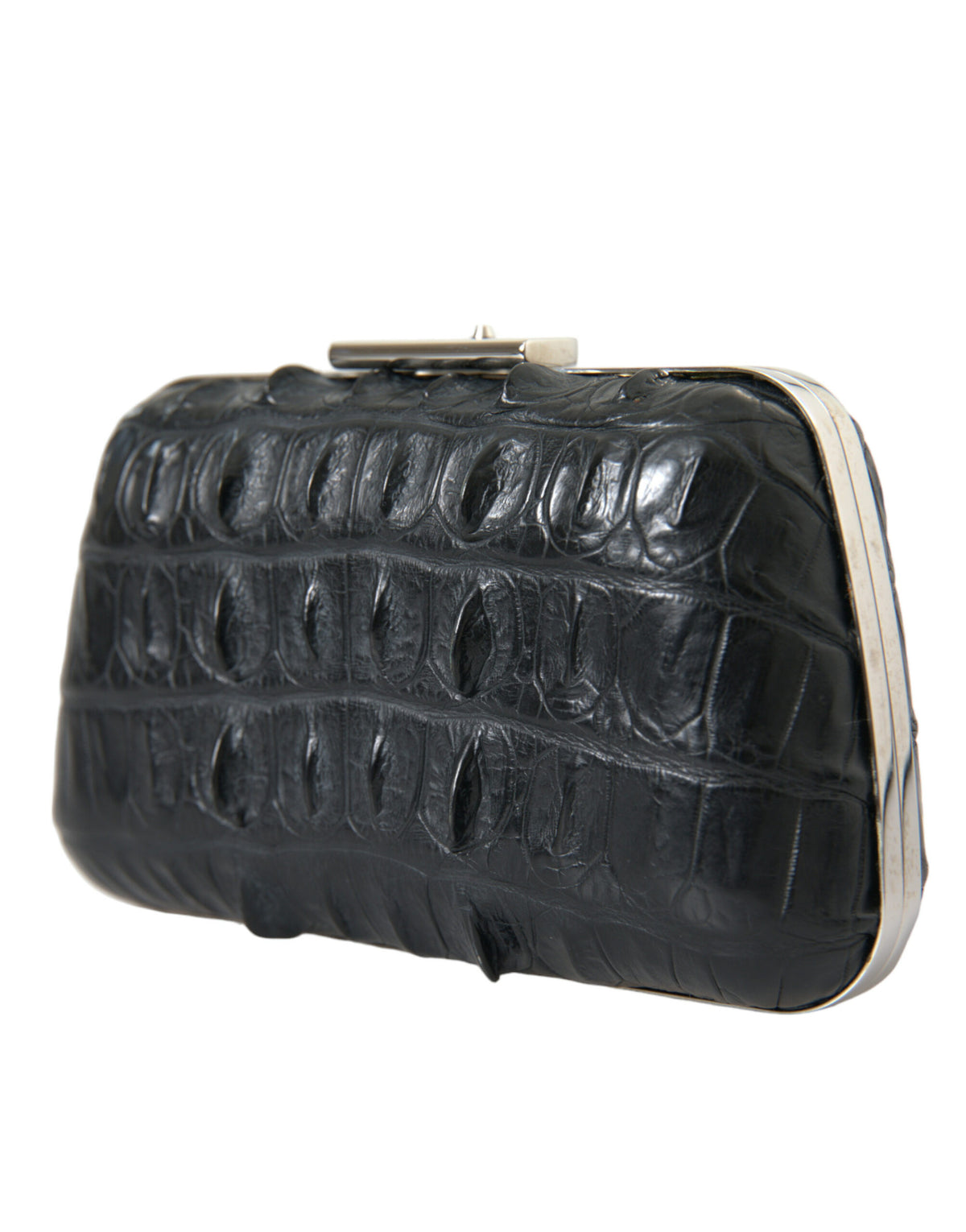 Balenciaga | Black Exotic Skin Leather Shoulder Crossbody Box Clutch Bag
