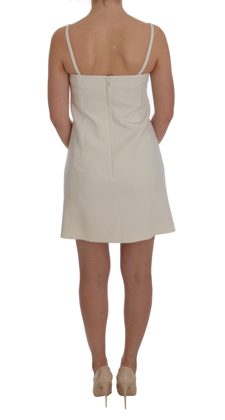 Dolce & Gabbana | White Wool Stretch Brooch Shift Dress