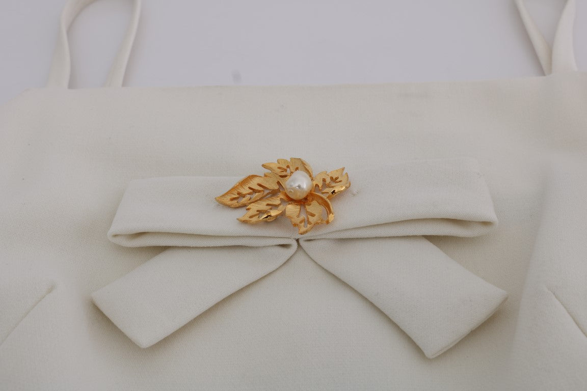 Dolce & Gabbana | White Wool Stretch Brooch Shift Dress