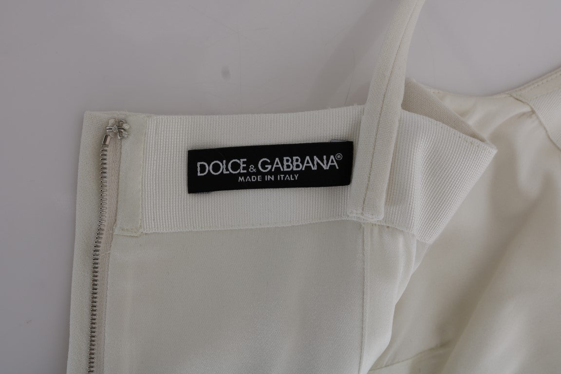 Dolce & Gabbana | White Wool Stretch Brooch Shift Dress