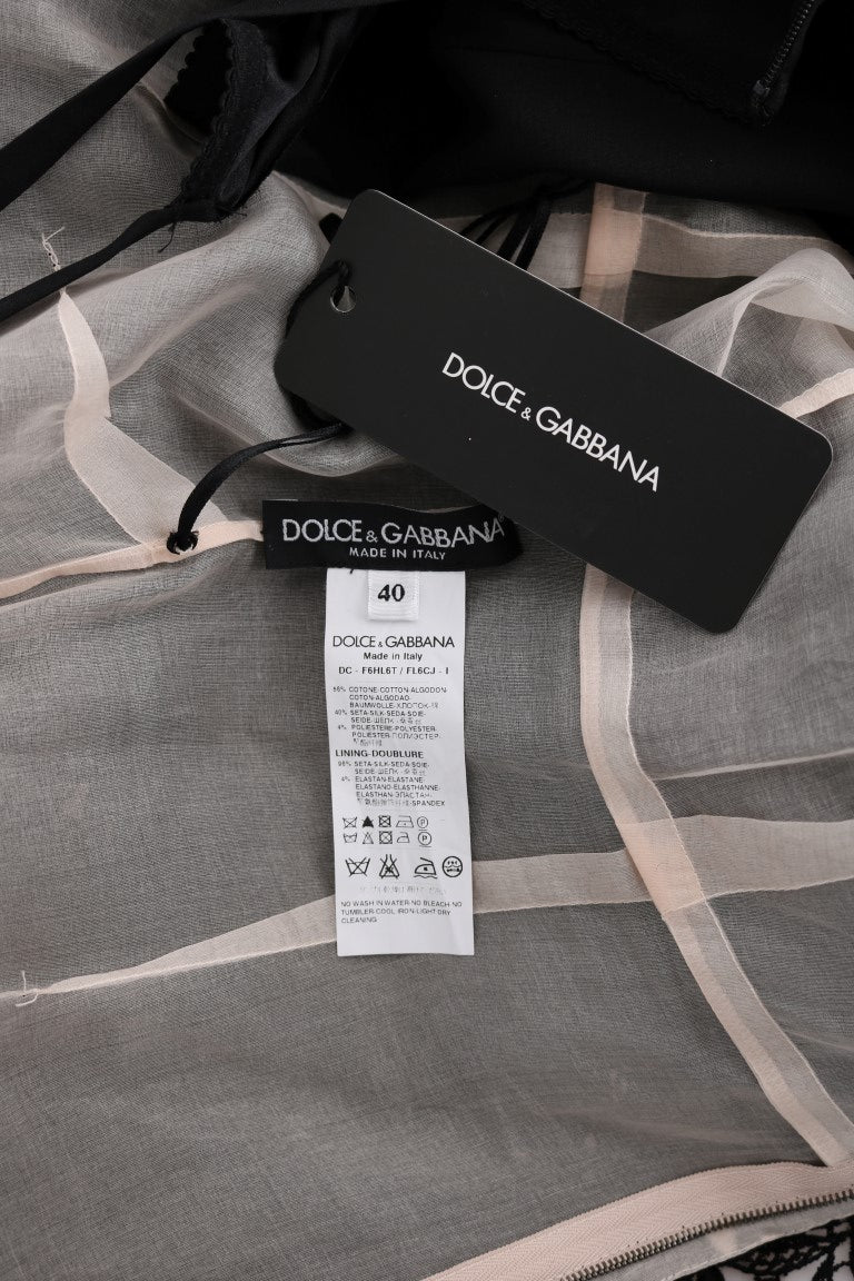 Dolce & Gabbana | Black Cotton Silk Floral Long Dress