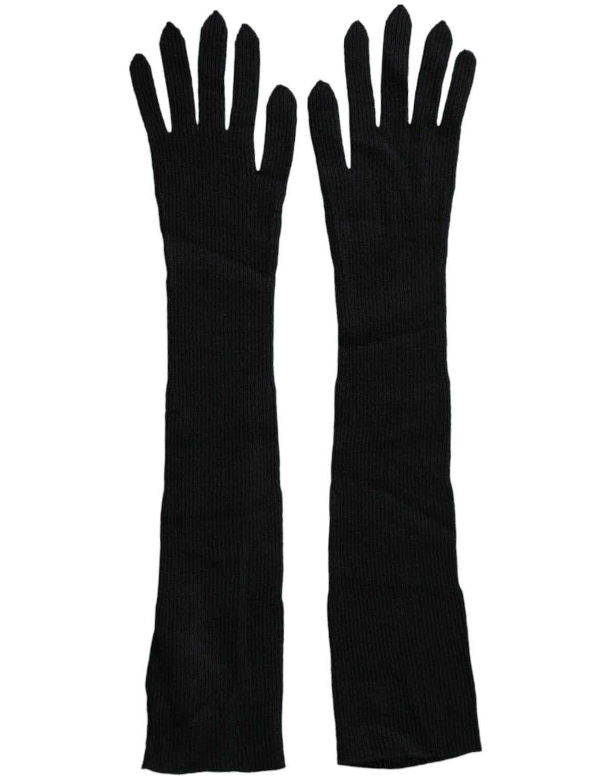 Dolce & Gabbana | Black Cashmere Knitted Elbow Length Gloves