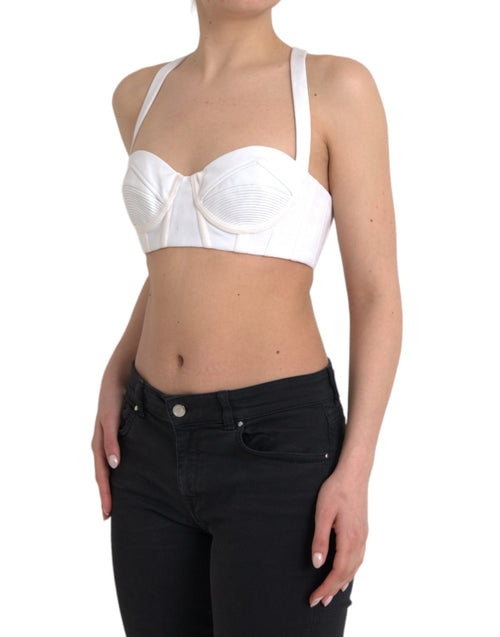 Versace | White Viscose Bustier Sleeveless Cropped Top