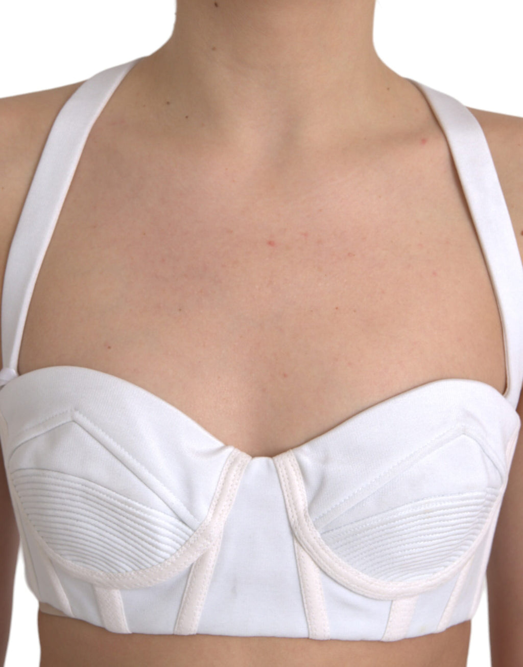 Versace | White Viscose Bustier Sleeveless Cropped Top