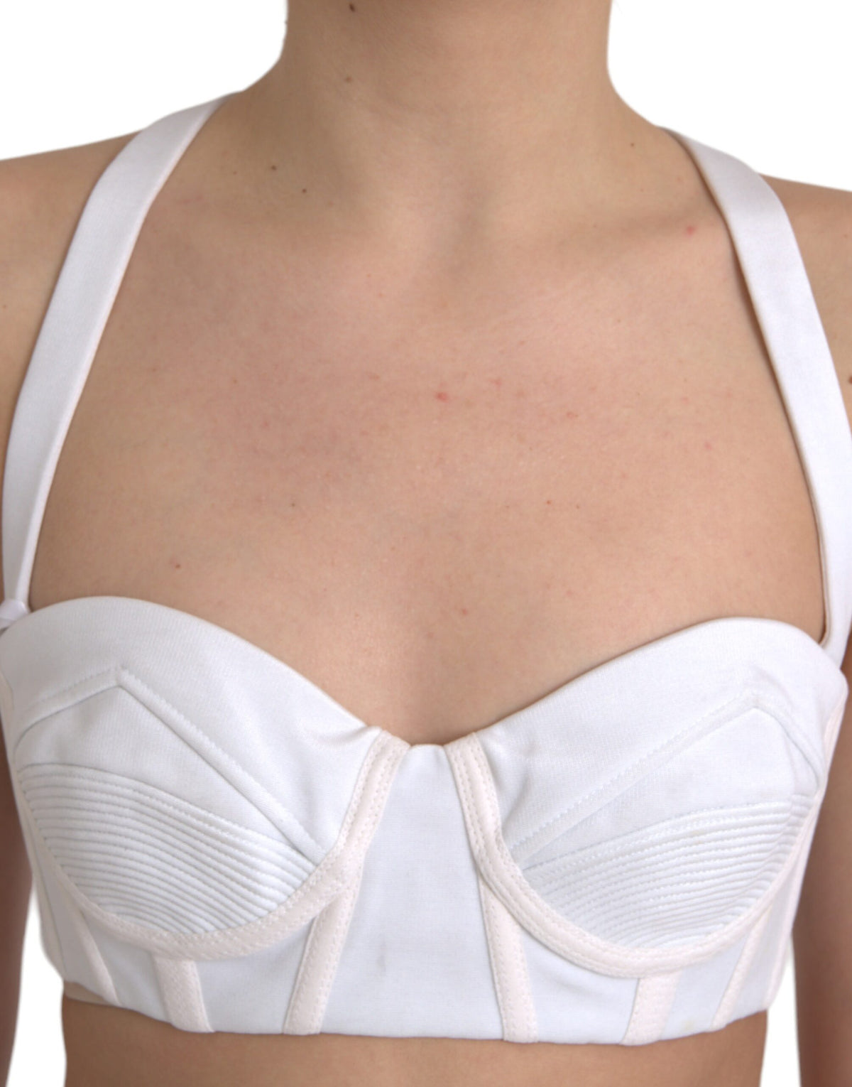Versace | White Viscose Bustier Sleeveless Cropped Top