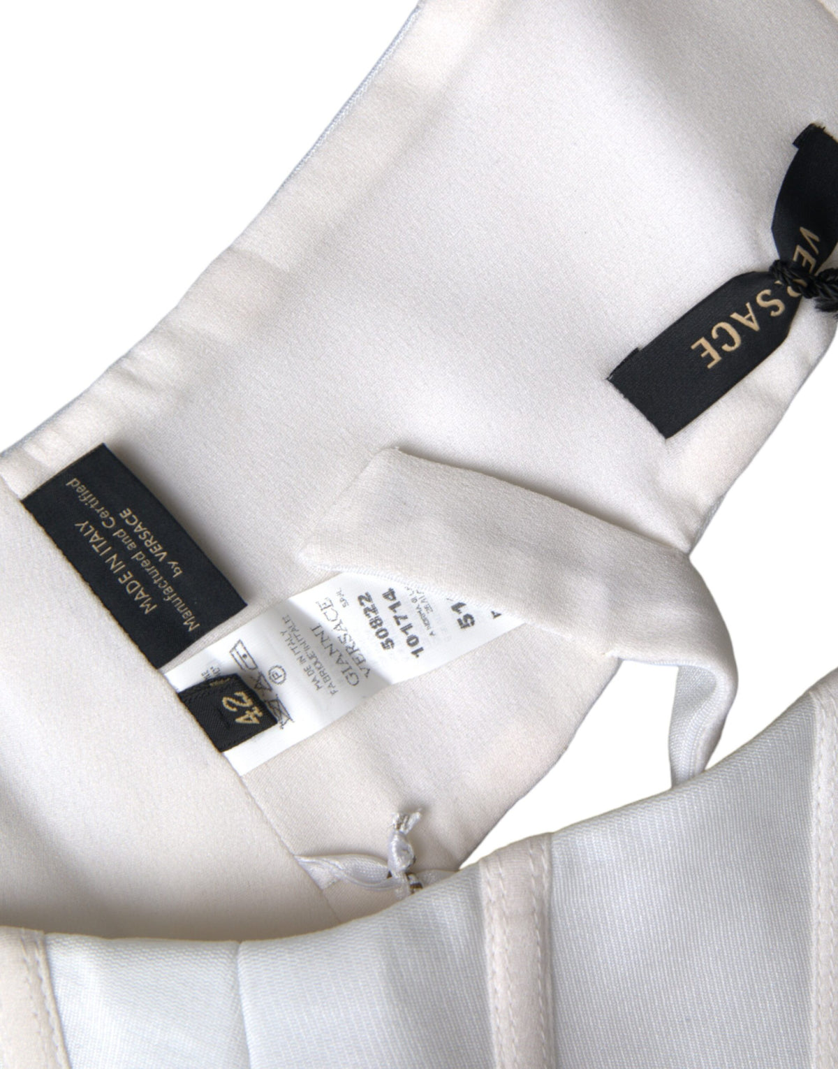 Versace | White Viscose Bustier Sleeveless Cropped Top