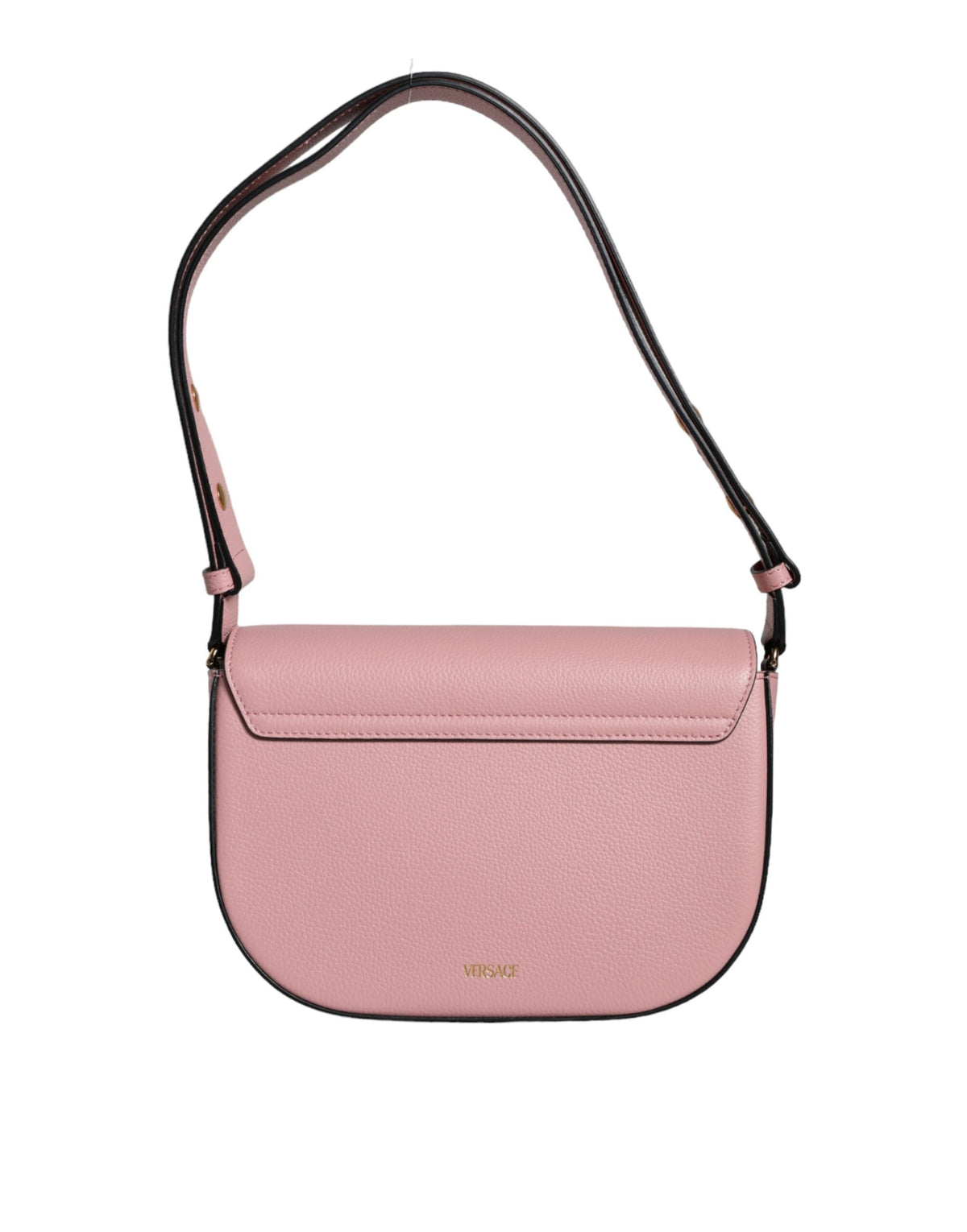 Versace | Pink Grainy Calf Leather Logo Crossbody Shoulder Bag