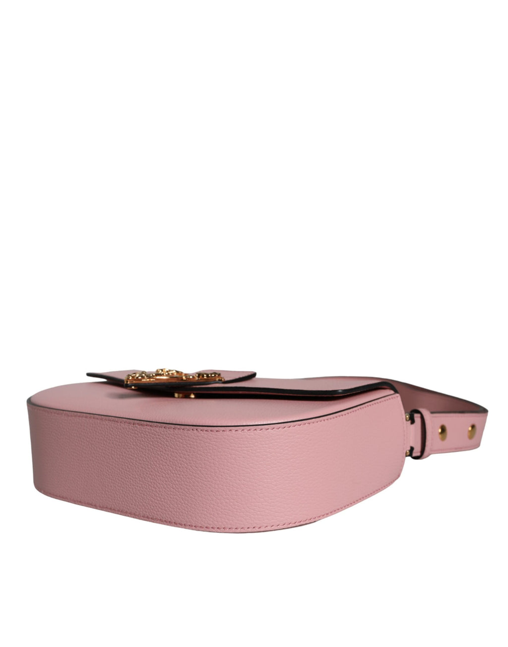 Versace | Pink Grainy Calf Leather Logo Crossbody Shoulder Bag