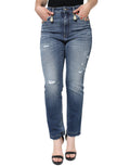 Dolce & Gabbana | Dark Blue Cotton Tattered Skinny Denim Jeans