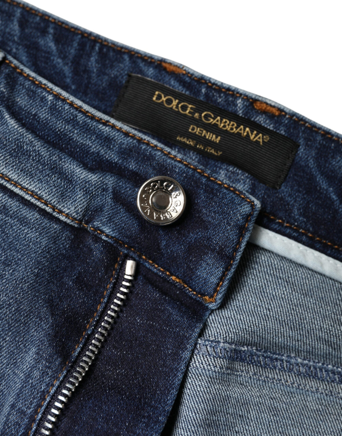 Dolce & Gabbana | Dark Blue Cotton Tattered Skinny Denim Jeans