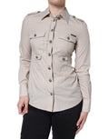 Dolce & Gabbana | Beige Cotton Collared Button Down Shirt Top