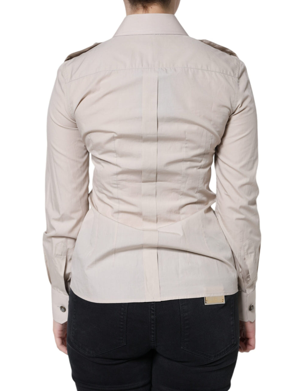 Dolce & Gabbana | Beige Cotton Collared Button Down Shirt Top