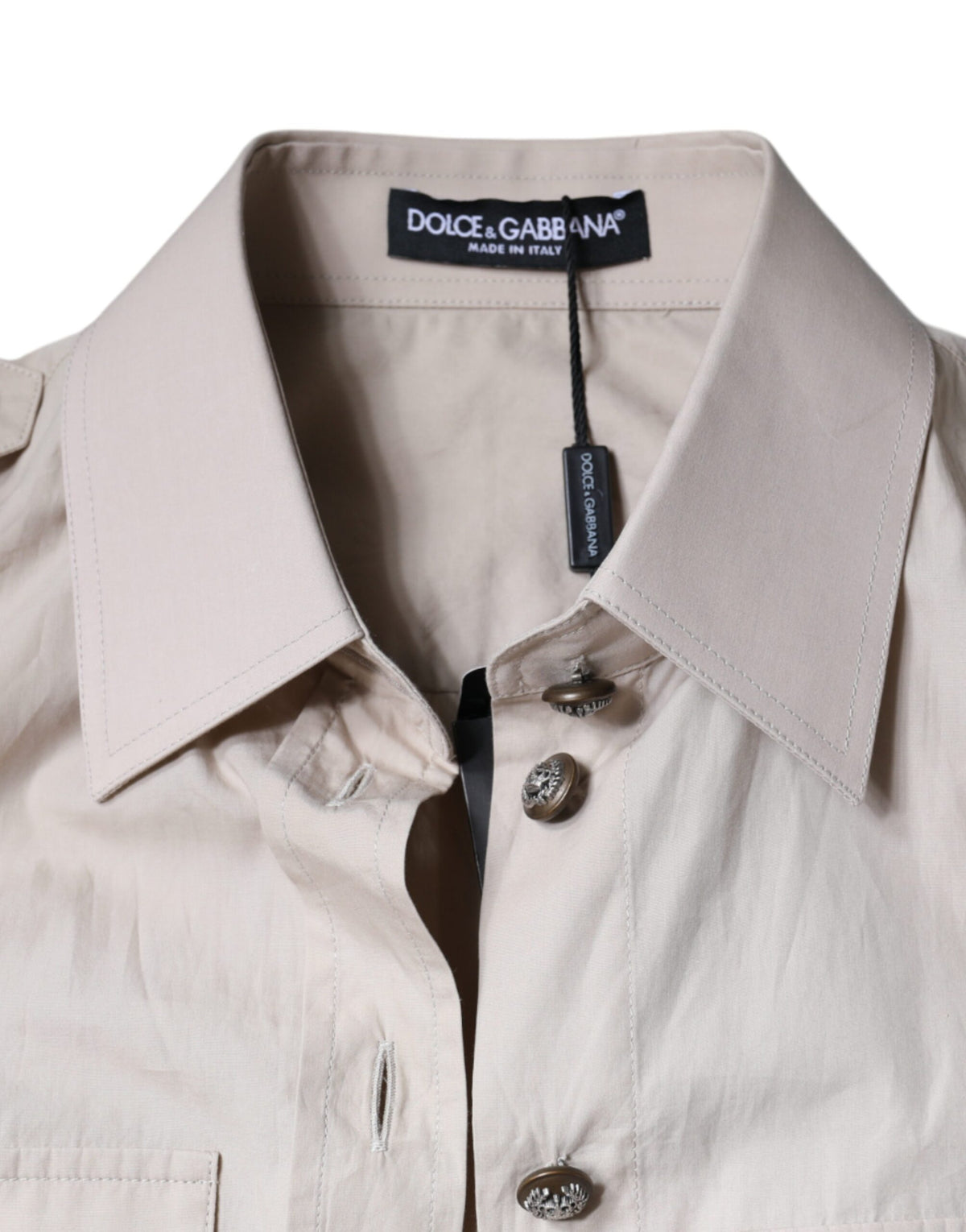 Dolce & Gabbana | Beige Cotton Collared Button Down Shirt Top