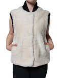 Burberry | White WARRENFORD Shearling Leather Vest Coat Jacket