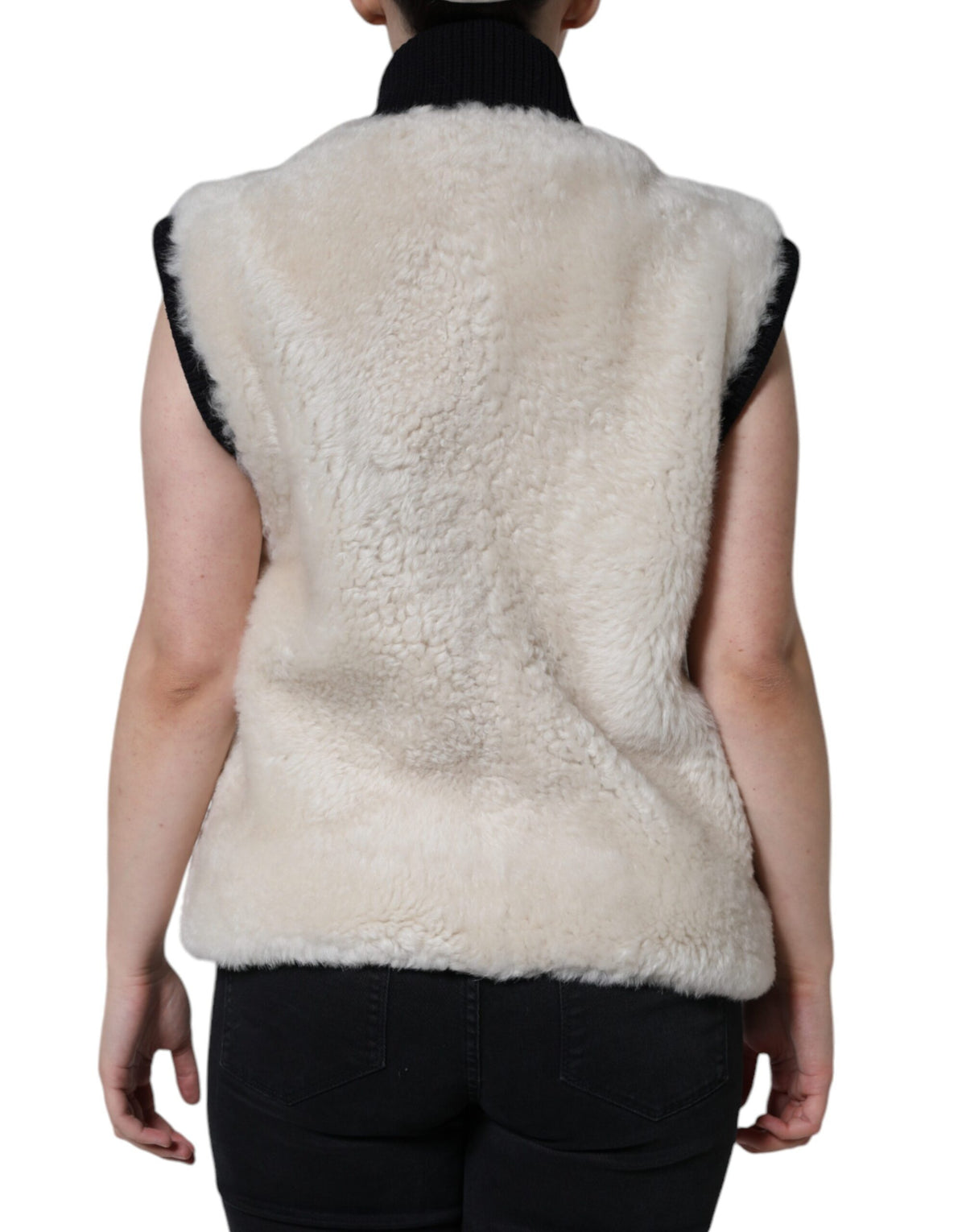 Burberry | White WARRENFORD Shearling Leather Vest Coat Jacket