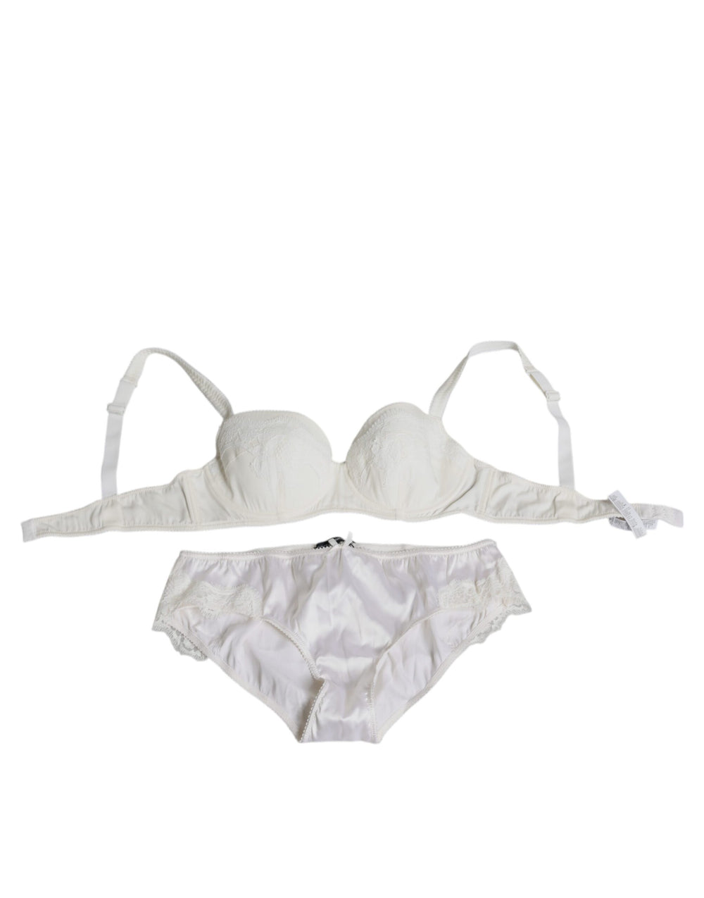 Dolce & Gabbana | White Silk Stretch Panty Balconette Bra Underwear