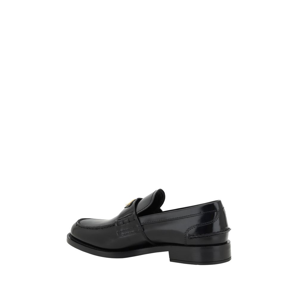 Prada | Black Leather Logo Loafers
