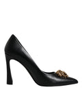 Versace | Black Leather Logo Plaque High Heels Pumps Shoes