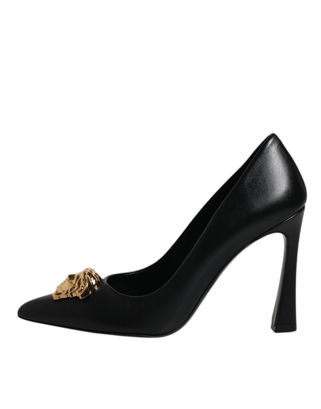 Versace | Black Leather Logo Plaque High Heels Pumps Shoes