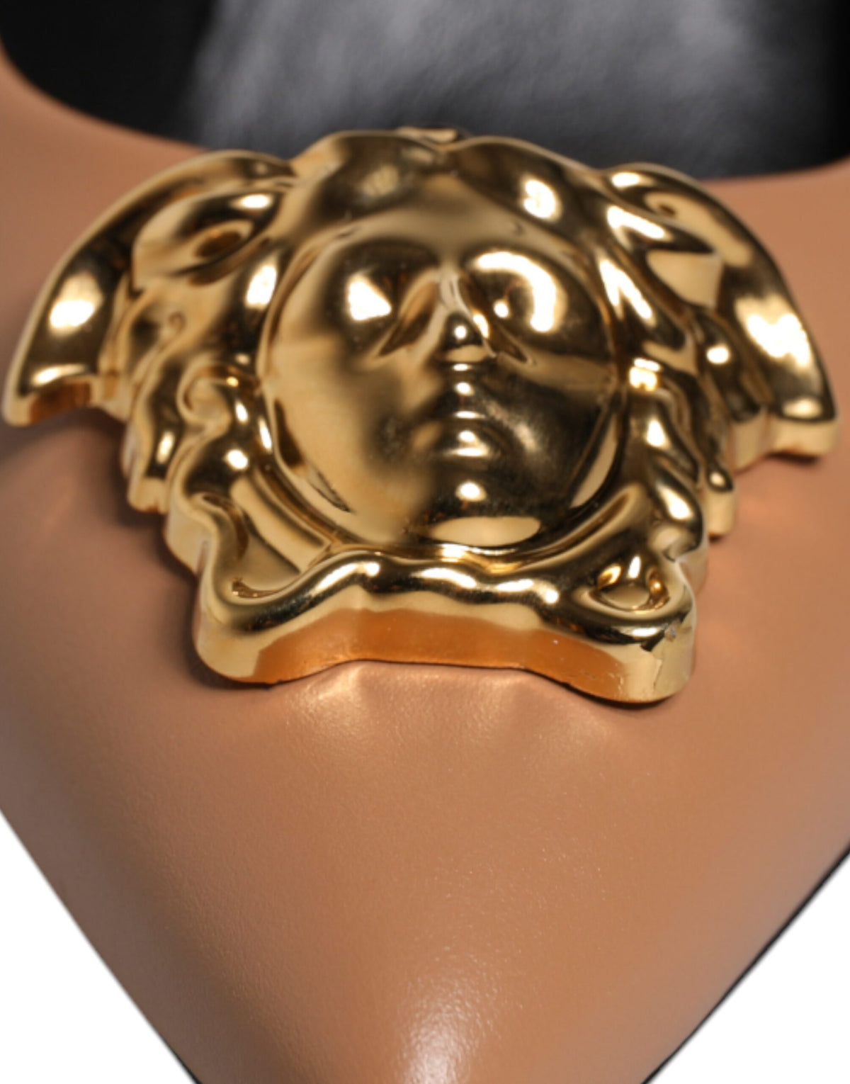 Versace | Brown Leather Logo Plaque High Heels Pumps Shoes