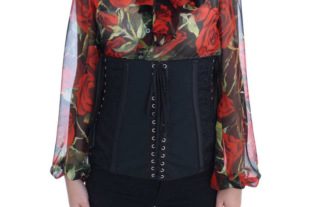 Dolce & Gabbana | Black Stretch Corset Waist Strap Belt