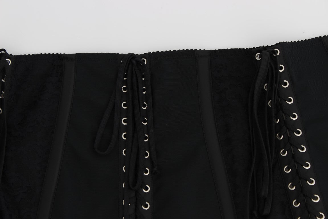 Dolce & Gabbana | Black Stretch Corset Waist Strap Belt