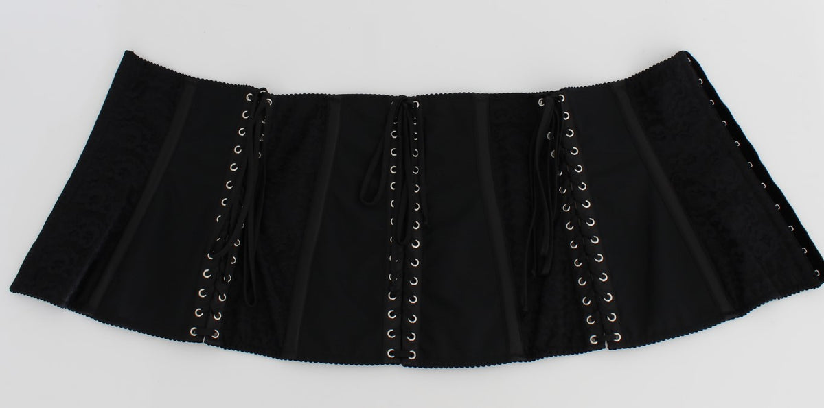 Dolce & Gabbana | Black Stretch Corset Waist Strap Belt