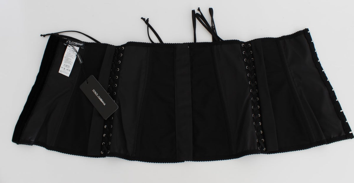Dolce & Gabbana | Black Stretch Corset Waist Strap Belt