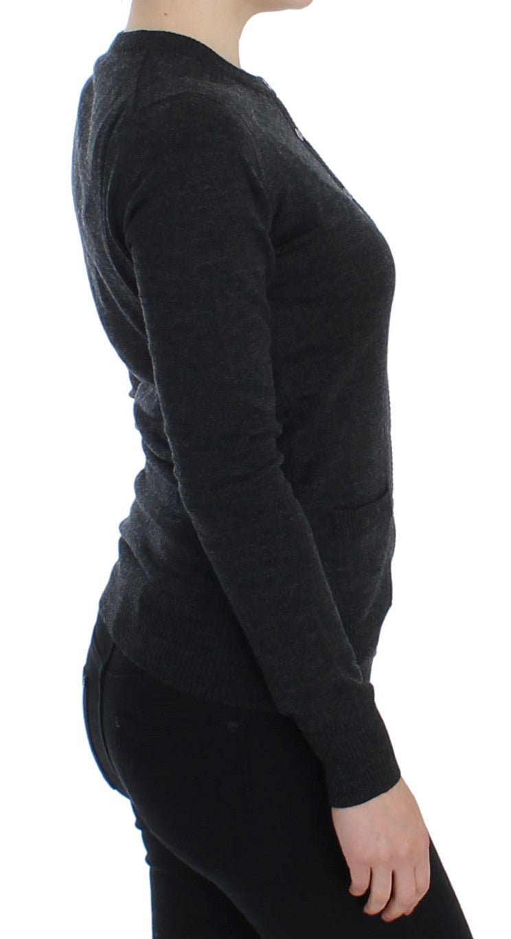 Dolce & Gabbana | Gray Wool Button Cardigan Sweater