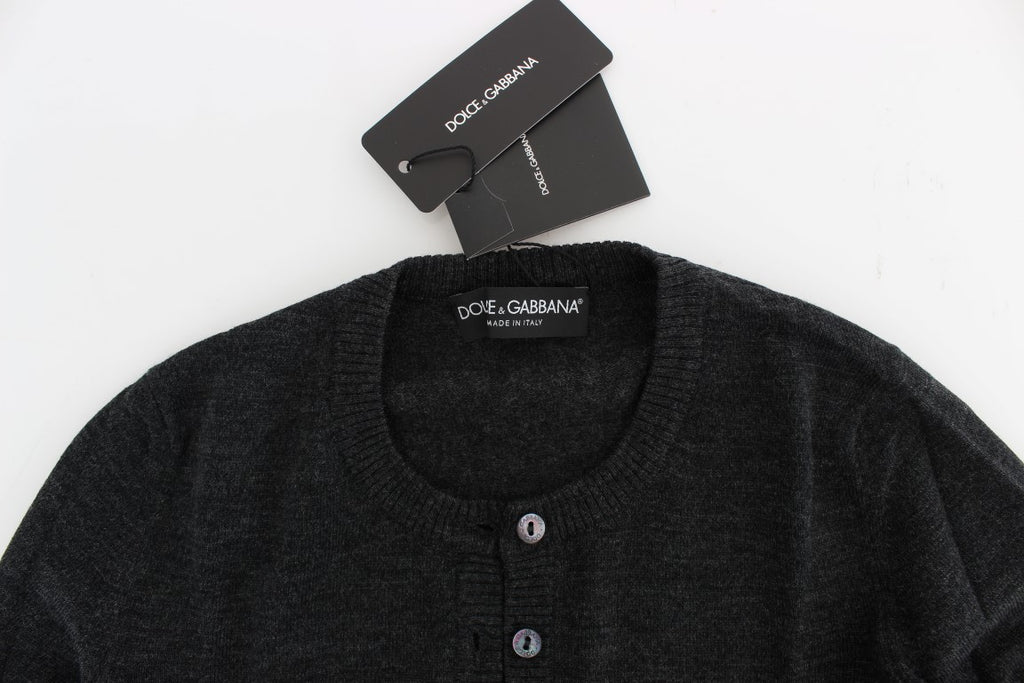 Dolce & Gabbana | Gray Wool Button Cardigan Sweater