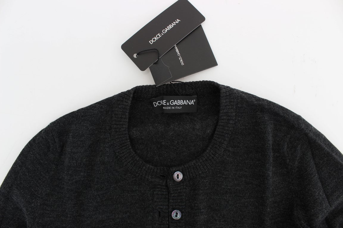 Dolce & Gabbana | Gray Wool Button Cardigan Sweater