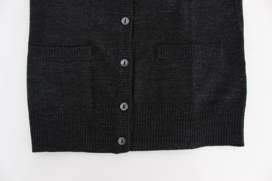 Dolce & Gabbana | Gray Wool Button Cardigan Sweater