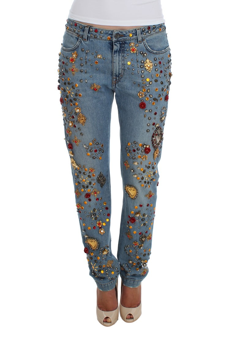 Dolce & Gabbana | Crystal Roses Heart Embellished Jeans
