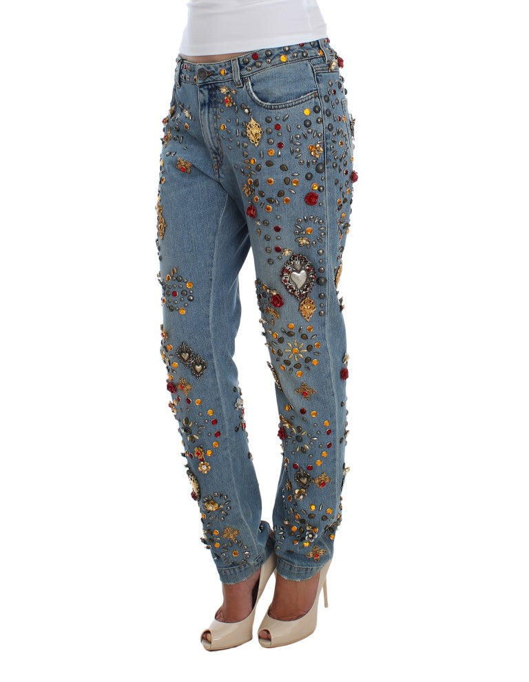 Dolce & Gabbana | Crystal Roses Heart Embellished Jeans