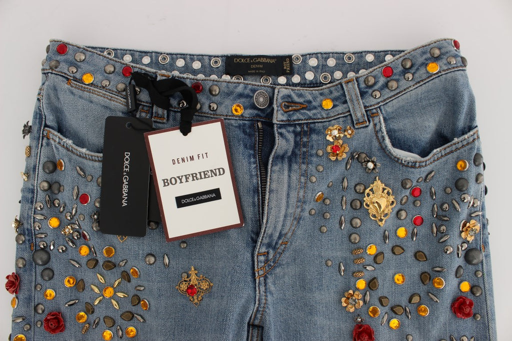 Dolce & Gabbana | Crystal Roses Heart Embellished Jeans