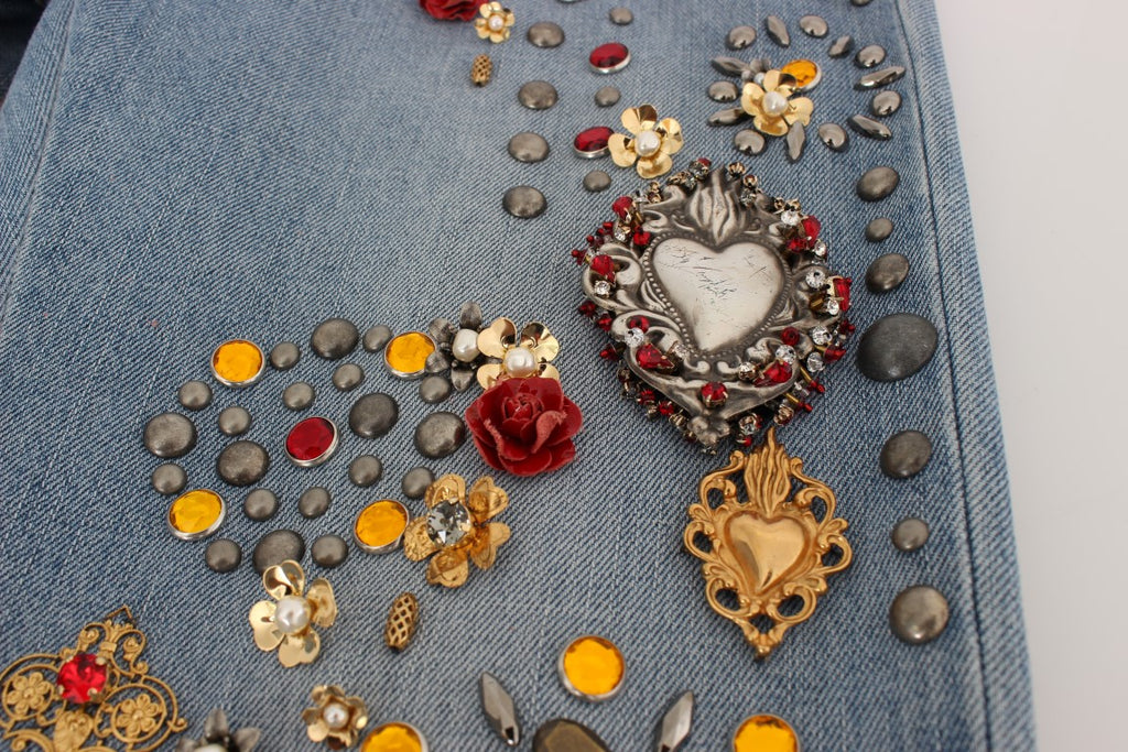 Dolce & Gabbana | Crystal Roses Heart Embellished Jeans