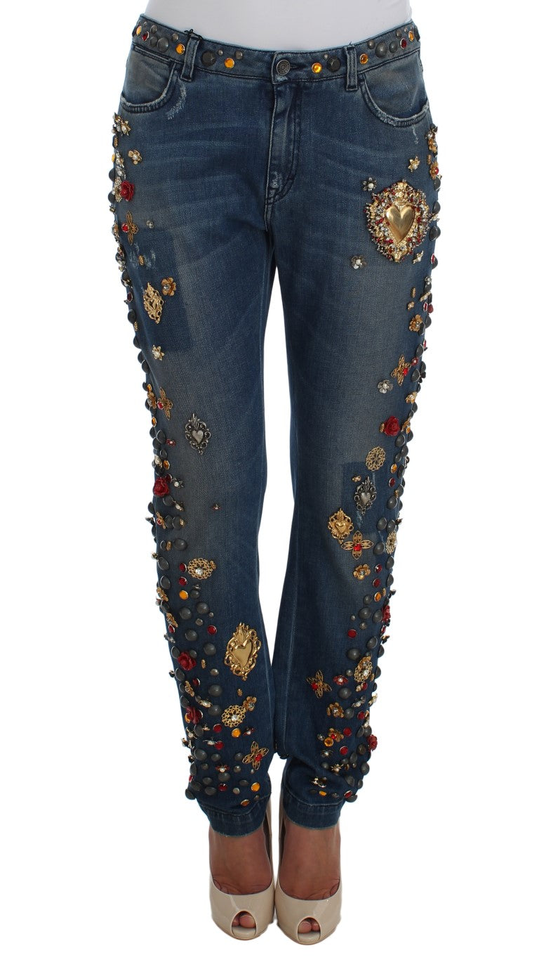 Dolce & Gabbana | Crystal Roses Heart Embellished Jeans
